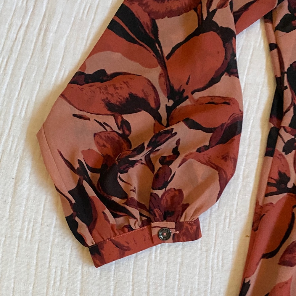 SOFT SURROUNDING Floral Pink and Black Long Shirtdress - Picture 7 of 11